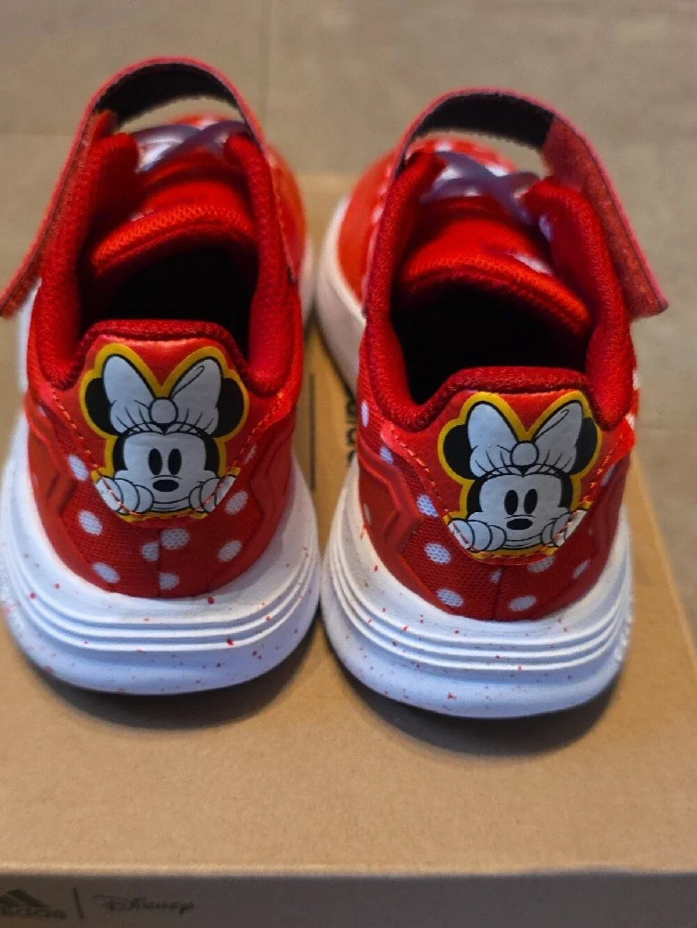 Adidas Disney Minnie Mouse Kid's Red and White Polka Dot Sneakers. Size 1